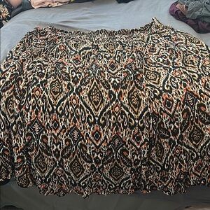 Torrid Black and Cream Smocked Skater Midi Skirt